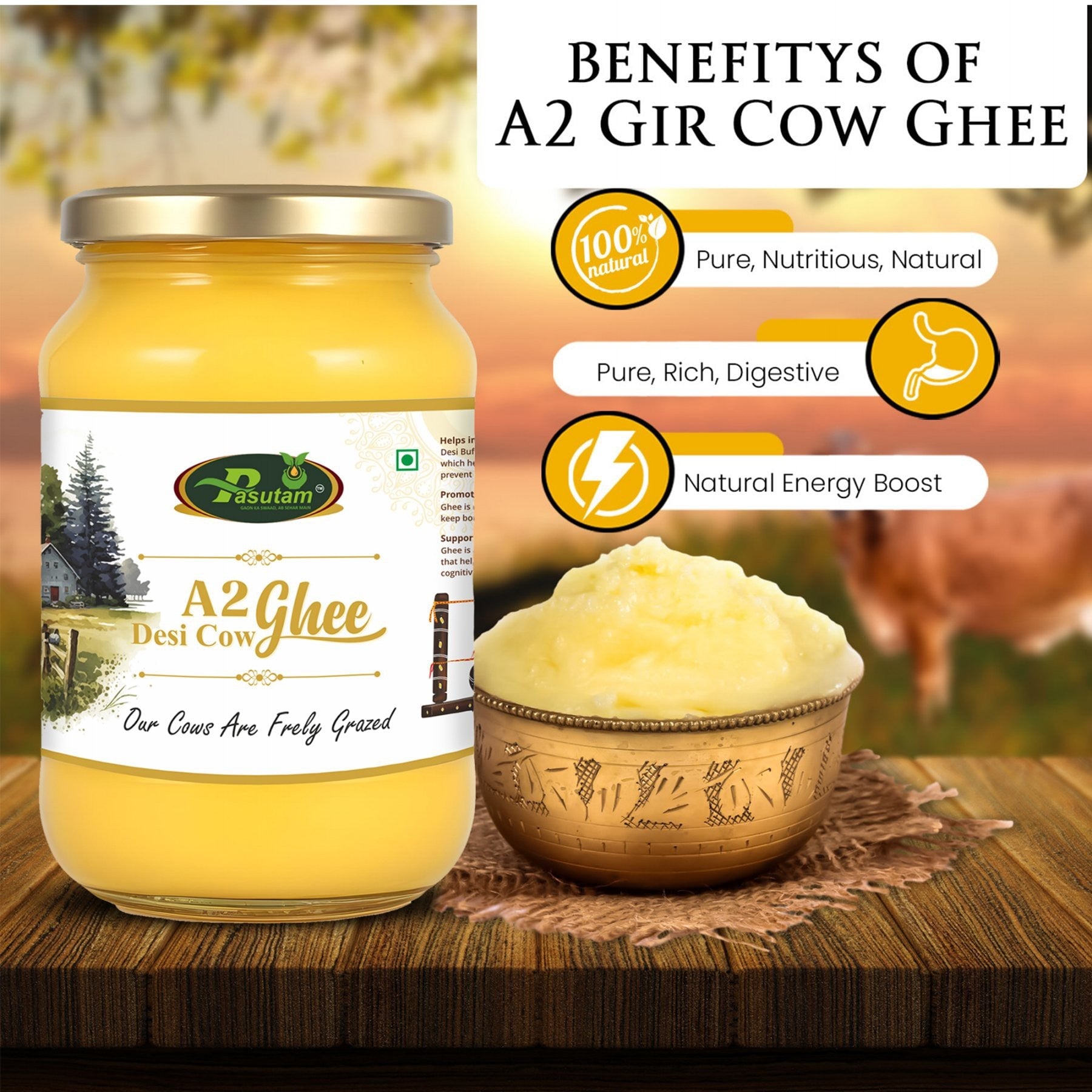 A2 Desi Cow Bilona Ghee - Pasutam Farm