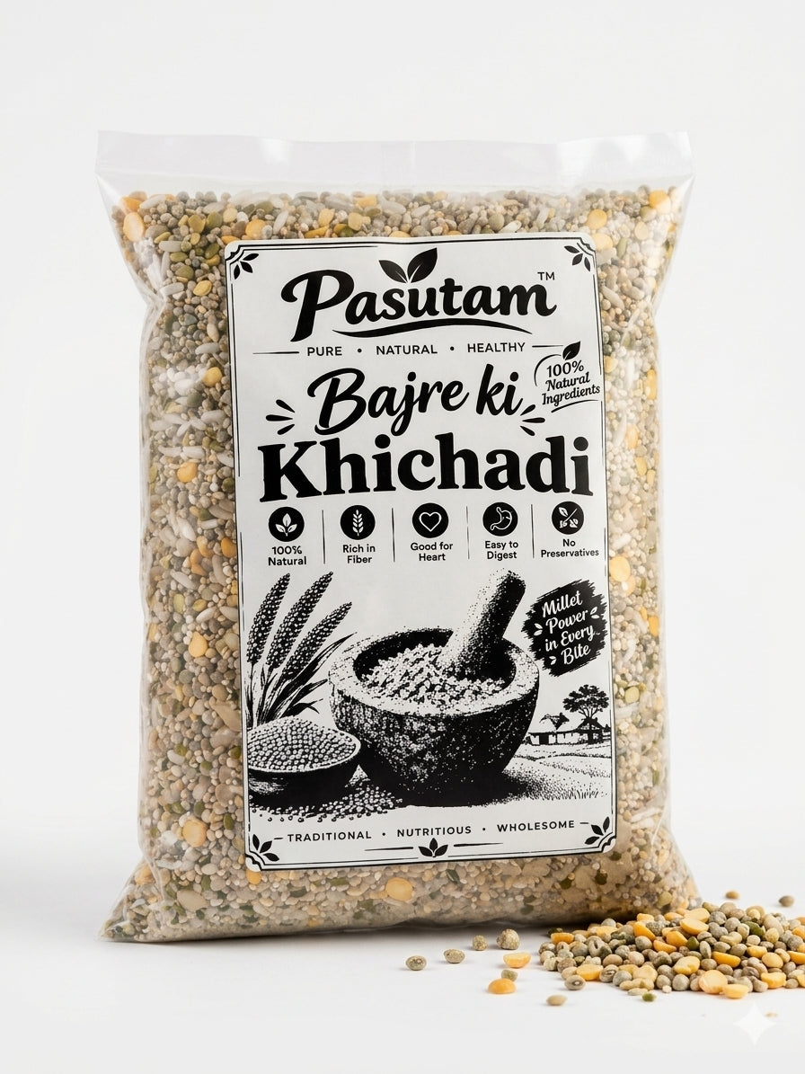 Pasutam Organic Rajasthani Bajra Khichdi | Okhli-Musal Hand-Pounded
