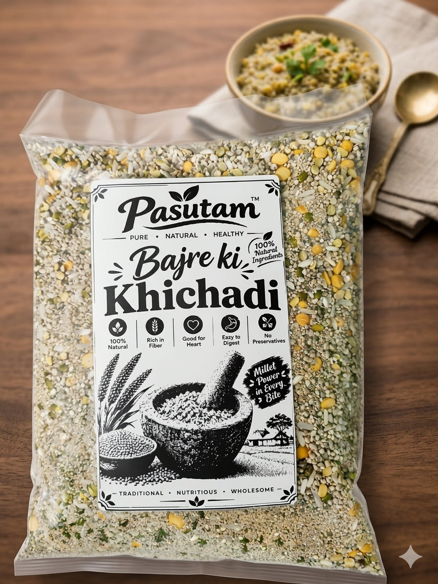 Pasutam Organic Rajasthani Bajra Khichdi | Okhli-Musal Hand-Pounded