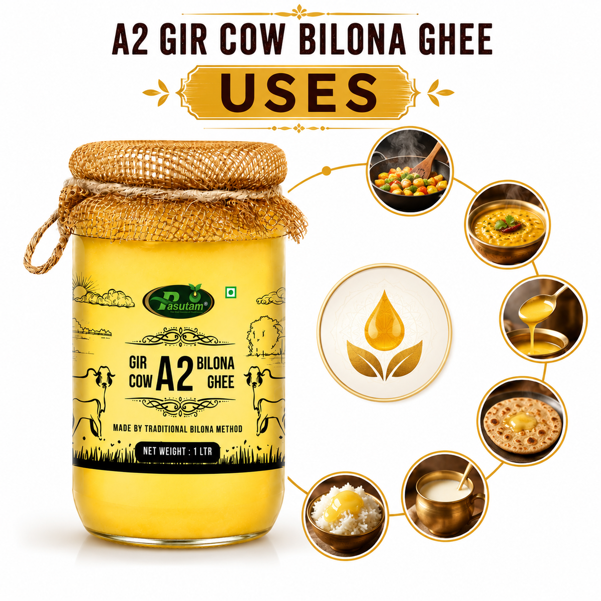 Pasutam A2 Gir Cow Bilona Ghee
